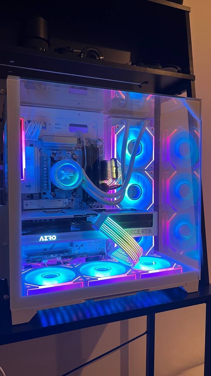 White creator PC with liquid cooling, built by ForgePC