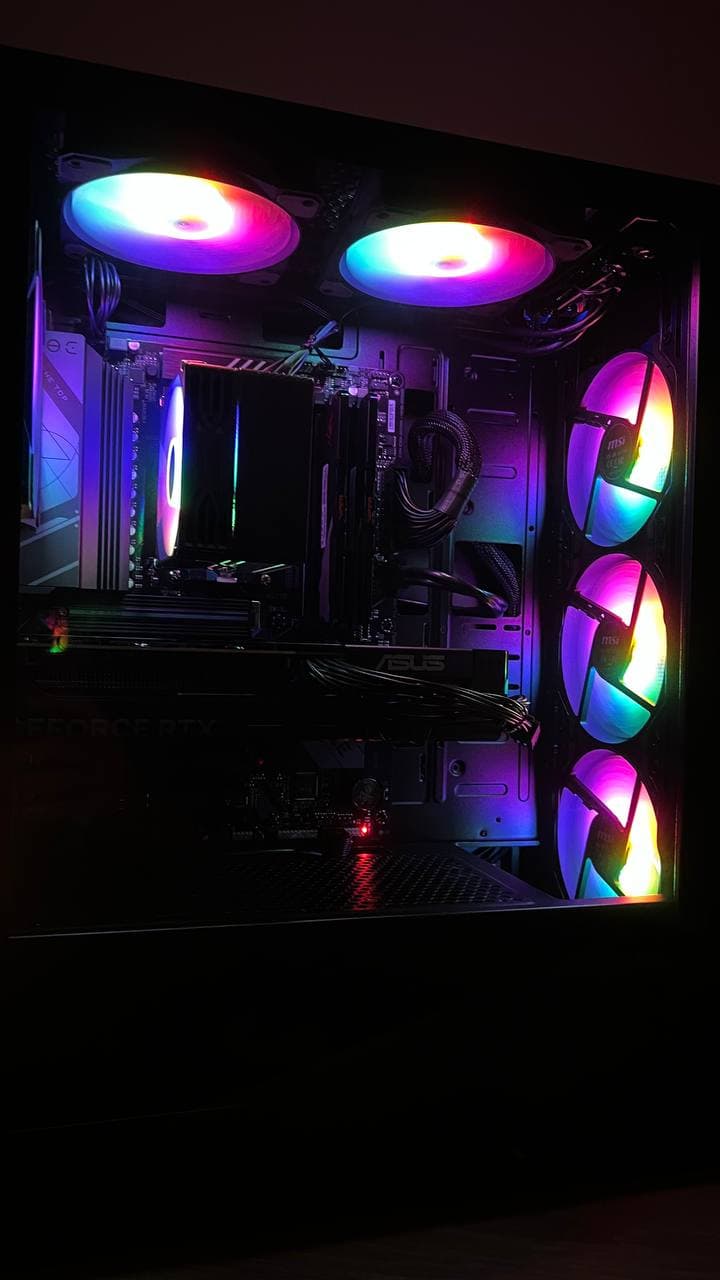 Inside a PC with RGB lighting
