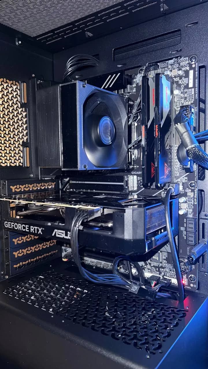 CPU cooler and RTX graphics card installed in a ForgePC build